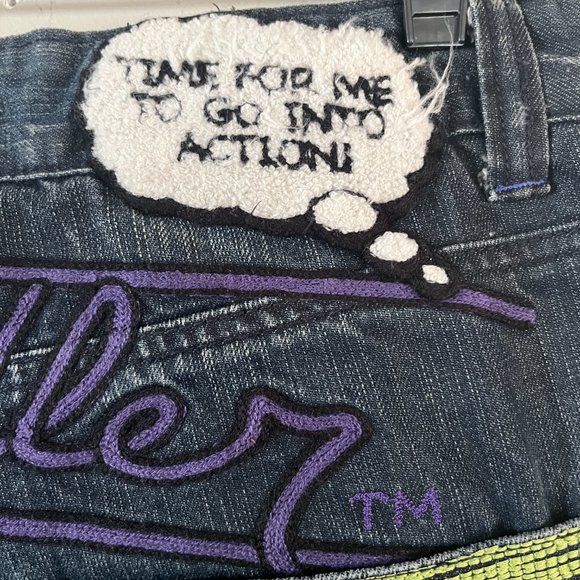 Lot 29 Embroidered Riddler Jeans Sz 34x31 DC Comics Rare Batman Denim - Picture 7 of 11